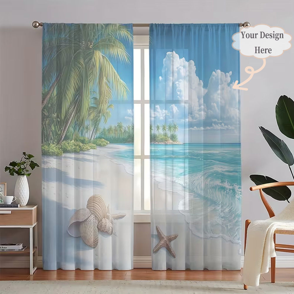 Curtain Rods - Custom 2D Flat 2pcs Sheer Curtains,