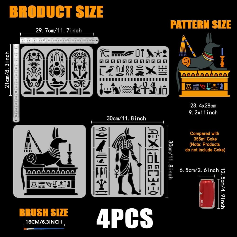 4 PCS Egyptian Symbols Stencil - Paint Brush 评论和价格