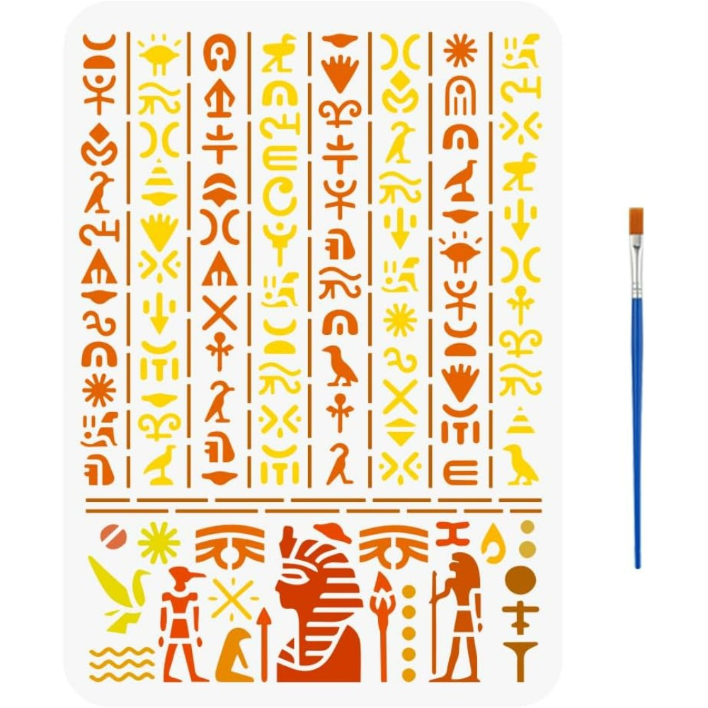 Ancient Egyptian Script Stenci - Paint Brush 评论和价格