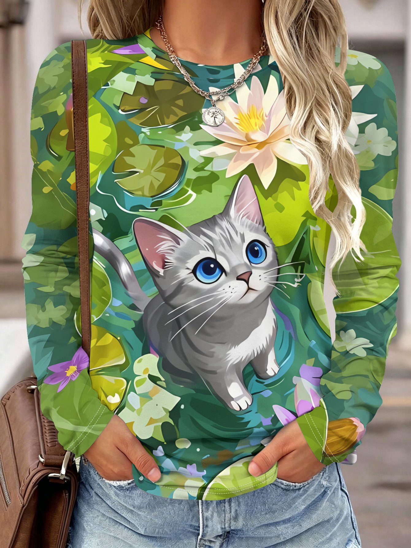 Women Long Sleeve Shirt Pocket - Wallpaper 评论和价格