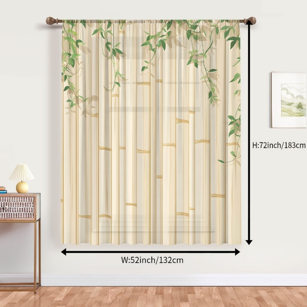 1PC Sheer Curtain Bamboo Green - Curtain Rods 评论和价格