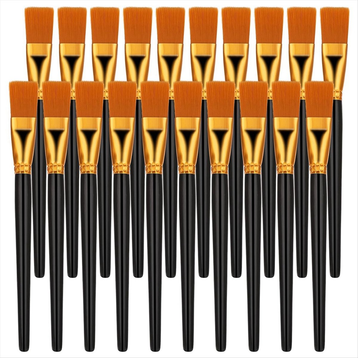 【ABFS】20 Pcs Flat Brush Set, 1 - Paint Brush 评论和价格