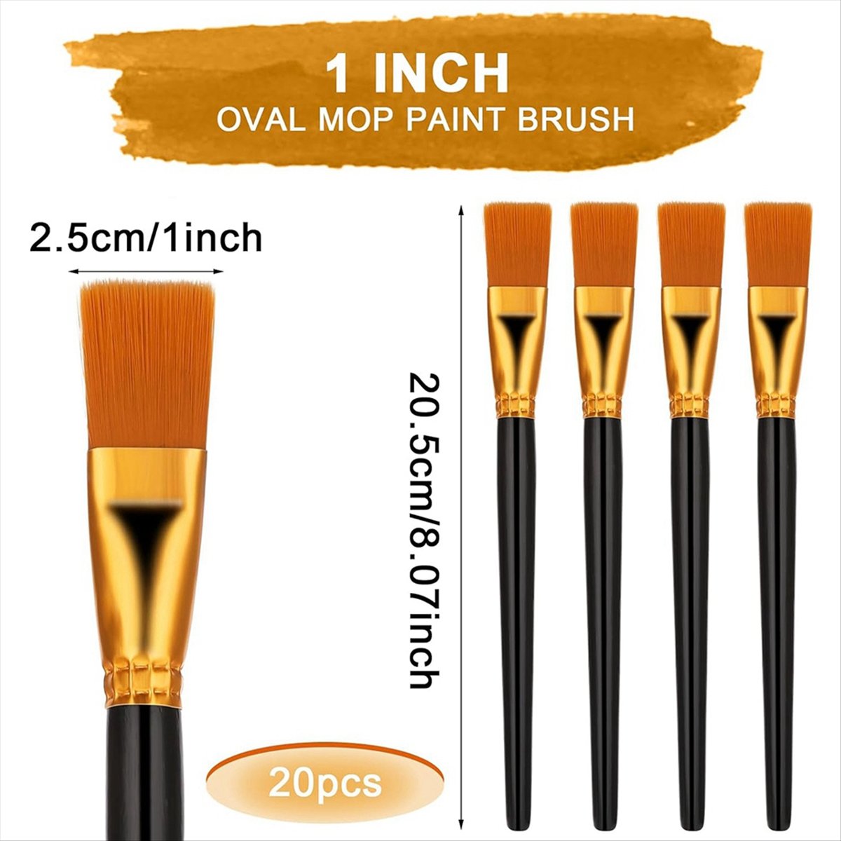 【ABFS】20 Pcs Flat Brush Set, 1 - Paint Brush 评论和价格