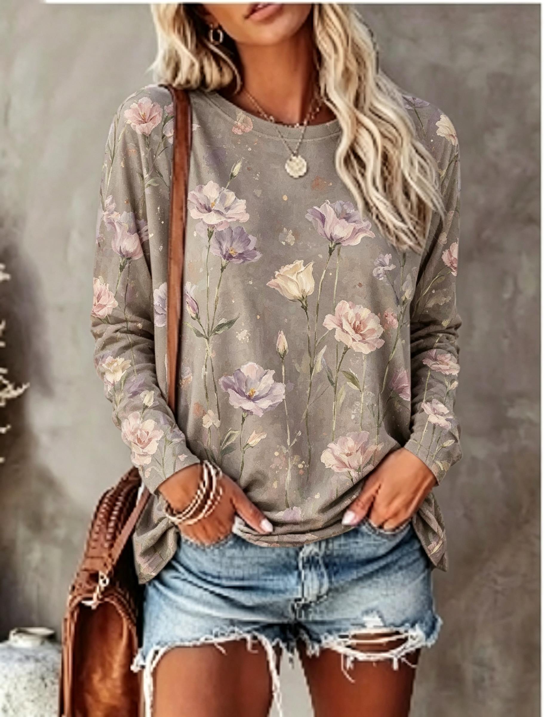 Women Long Sleeve T‑Shirt Oil  - Wallpaper 评论和价格