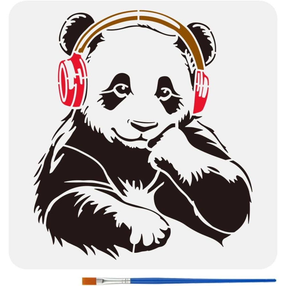 Panda Stencil with a Paint Bru - Paint Brush 评论和价格