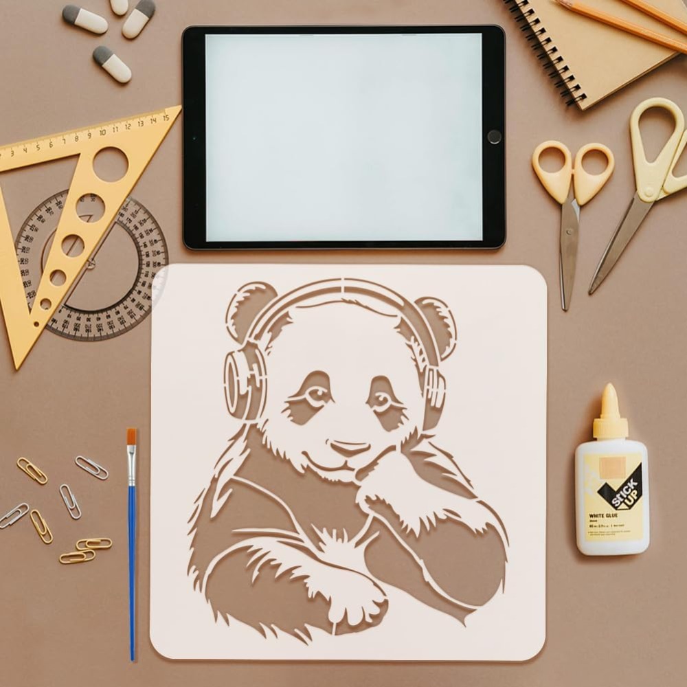 Panda Stencil with a Paint Bru - Paint Brush 评论和价格