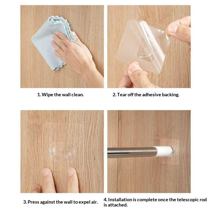 4 PCS Transparent Adhesive Cur - Curtain Rods 评论和价格