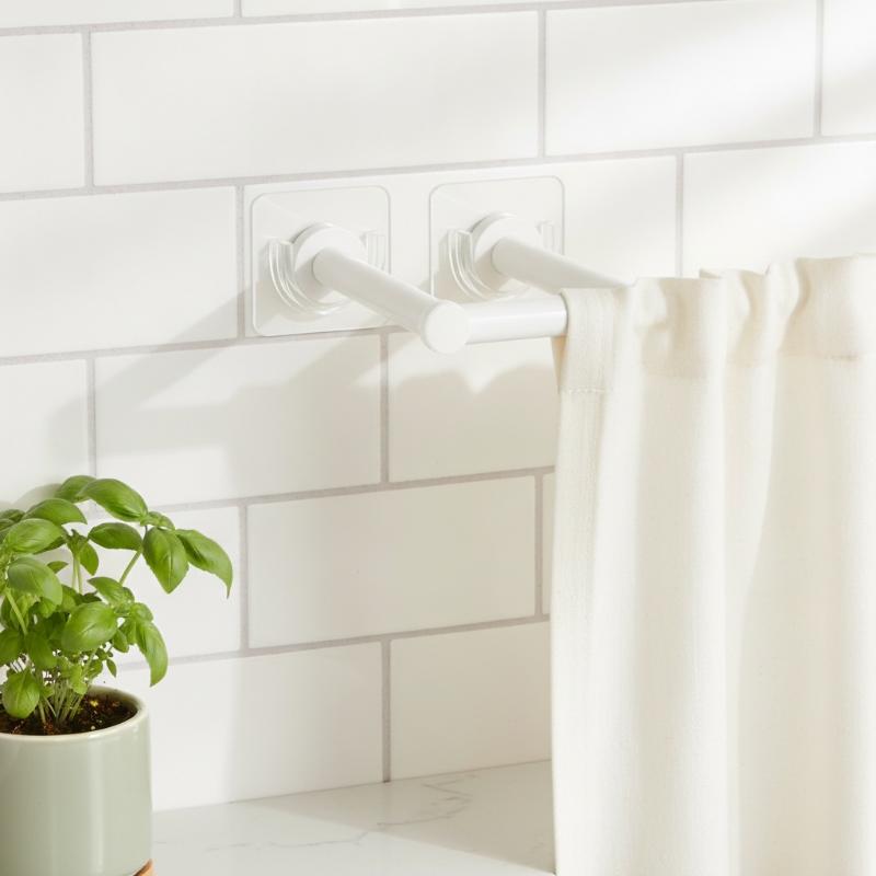 4 PCS Transparent Adhesive Cur - Curtain Rods 评论和价格