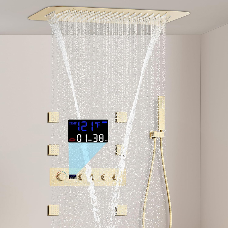 Brass Brushed Gold Digital Dis - Faucet 评论和价格